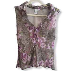 Richard Malcolm silk sleeveless ruffle blouse, L